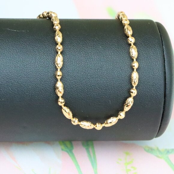 "Elegant Rose Gold Chain Necklace with Intricate Oval Bead Links, XPNL1891 - Picture 1 of 12